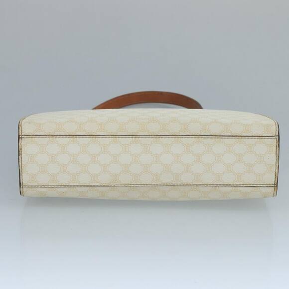 CELINE Macadam Canvas Hand Bag Pvc Leather White Gold - Picture 9 of 13